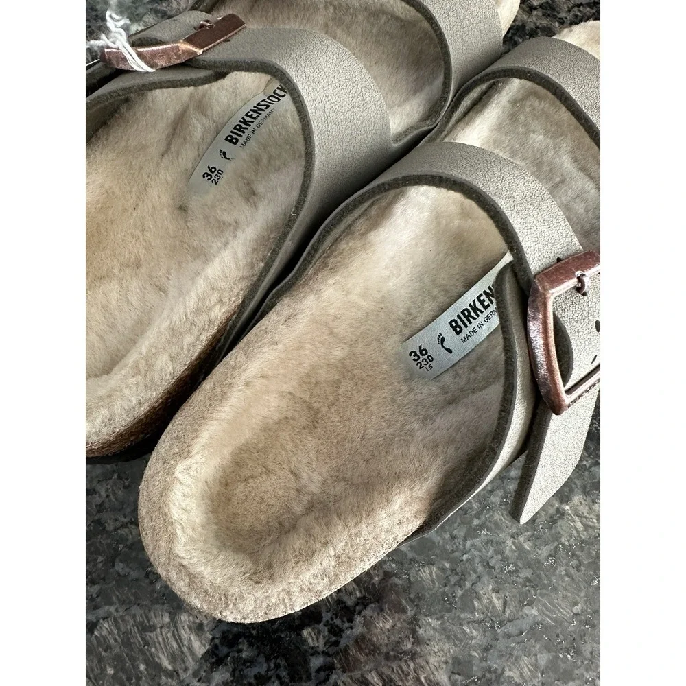 BIRKENSTOCK Arizona Shearling Kids Lambskin Lining‎ MINK Suede Leather. Sz 5.5